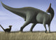 Tsintaosaurus spinorhinus poster print featuring mother and offspring in a field.