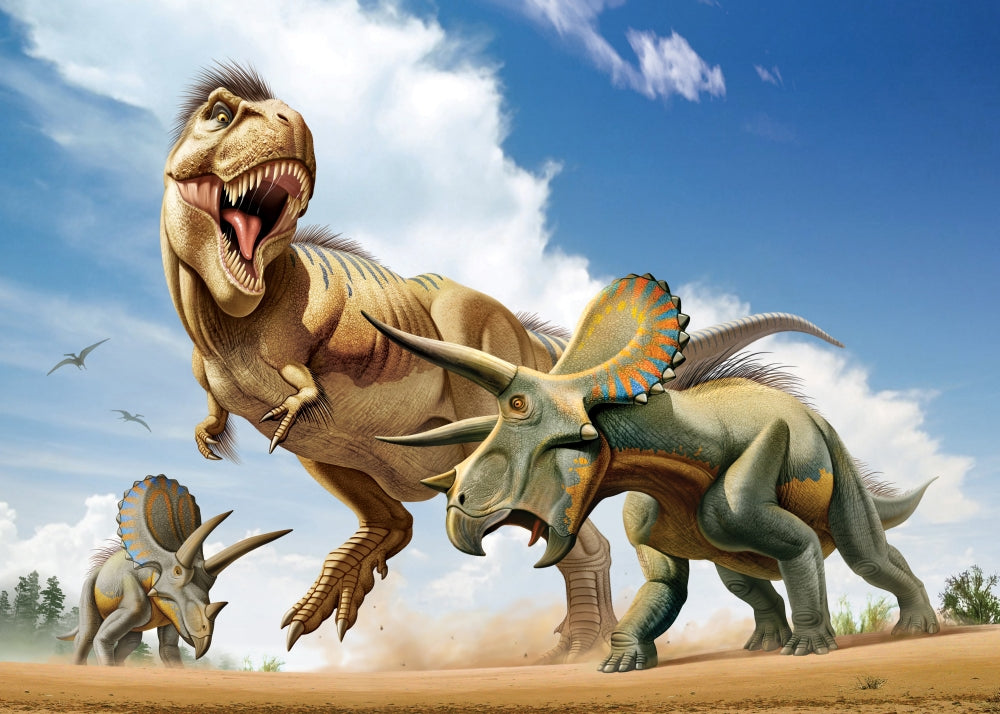 Tyrannosaurus Rex battling Triceratops poster print