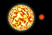 Binary Star System with Orbiting Planet Poster Print