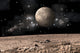Alien Landscape Poster Print featuring a moonrise over a barren world