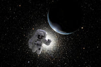 Astronaut Floating in Outer Space Poster Print with Earth Sunrise