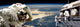 Astronauts working on space station above the Earth Baltic region poster print.