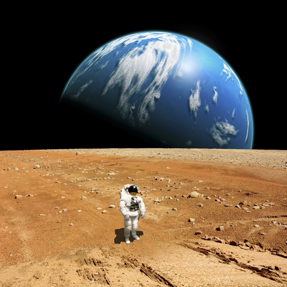 Marooned Astronaut Poster Print with Alien Sun and Water World