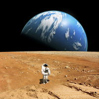 Marooned Astronaut Poster Print with Alien Sun and Water World