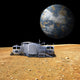 Lunar Base Concept Poster Print featuring a futuristic lunar landscape.