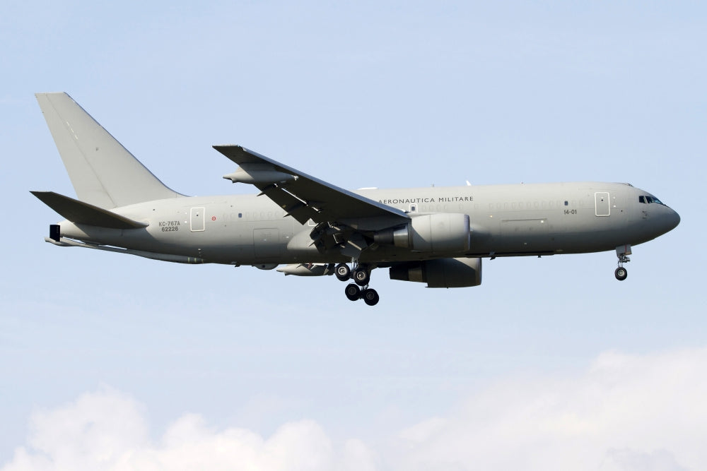 KC-767 tanker of the Italian Air Force flying over Italy poster print.