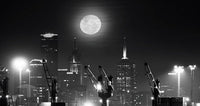 Moonrise Over Melbourne Poster Print showcasing the skyline of Melbourne, Australia.