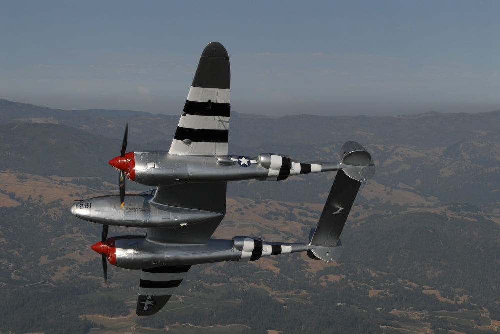 P-38 Lightning in flight over Santa Rosa, California poster print