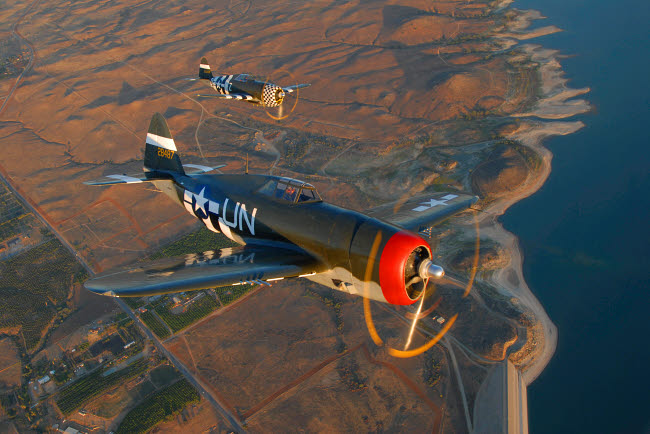 P-47 Thunderbolts Flying Over Chino, California Poster Print