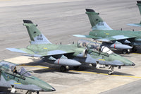 Brazilian Air Force A-1B (AMX) aircraft parked at Natal Air Force Base poster print.