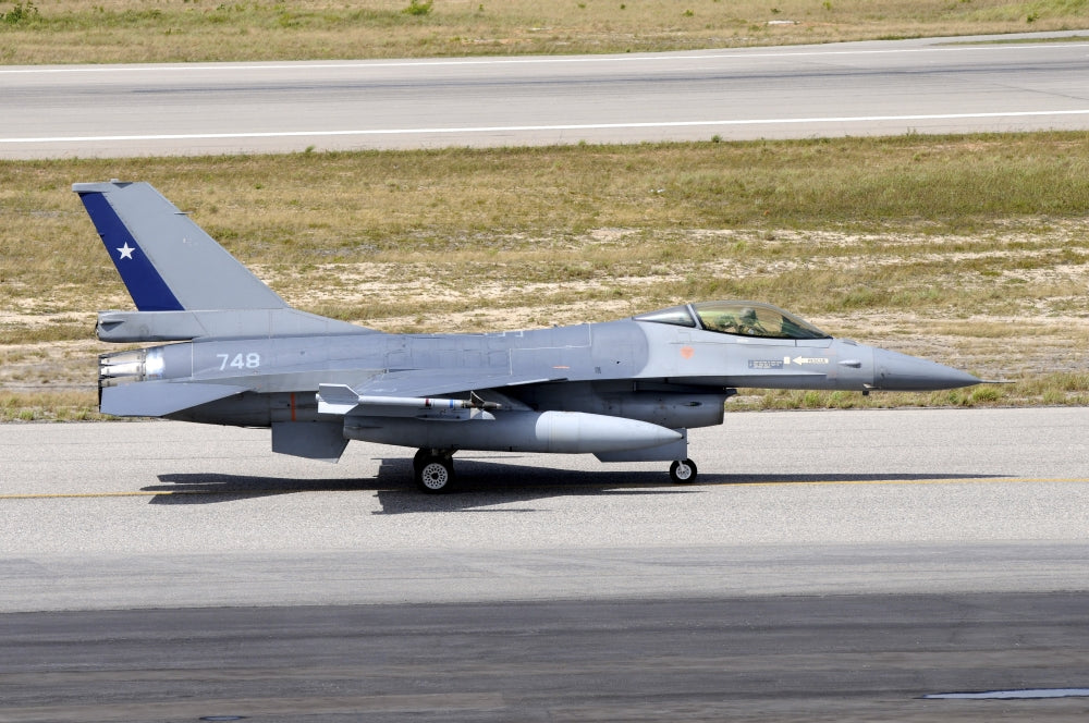 Chilean Air Force F-16A taxiing at Natal Air Force Base poster print.