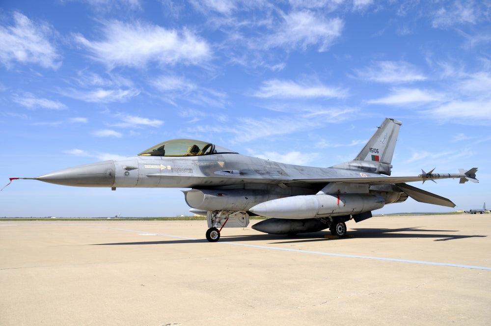 F-16A Falcon Poster Print featuring the Portuguese Air Force at Moron Air Base, Spain.