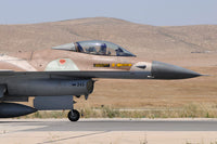 Israeli Air Force F-16A Netz taxiing at Nevatim Airbase Poster Print by Riccardo Niccoli.