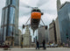 S-58T helicopter landing in Chicago poster print by Rob Edgcumbe.