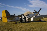 P-51 Mustang parked at EAA Airventure in Oshkosh, Wisconsin poster print.