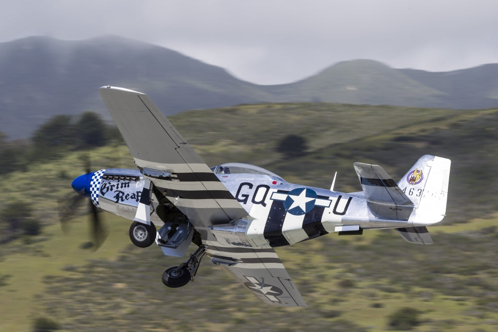 P-51 Mustang taking off from Half Moon Bay, California poster print
