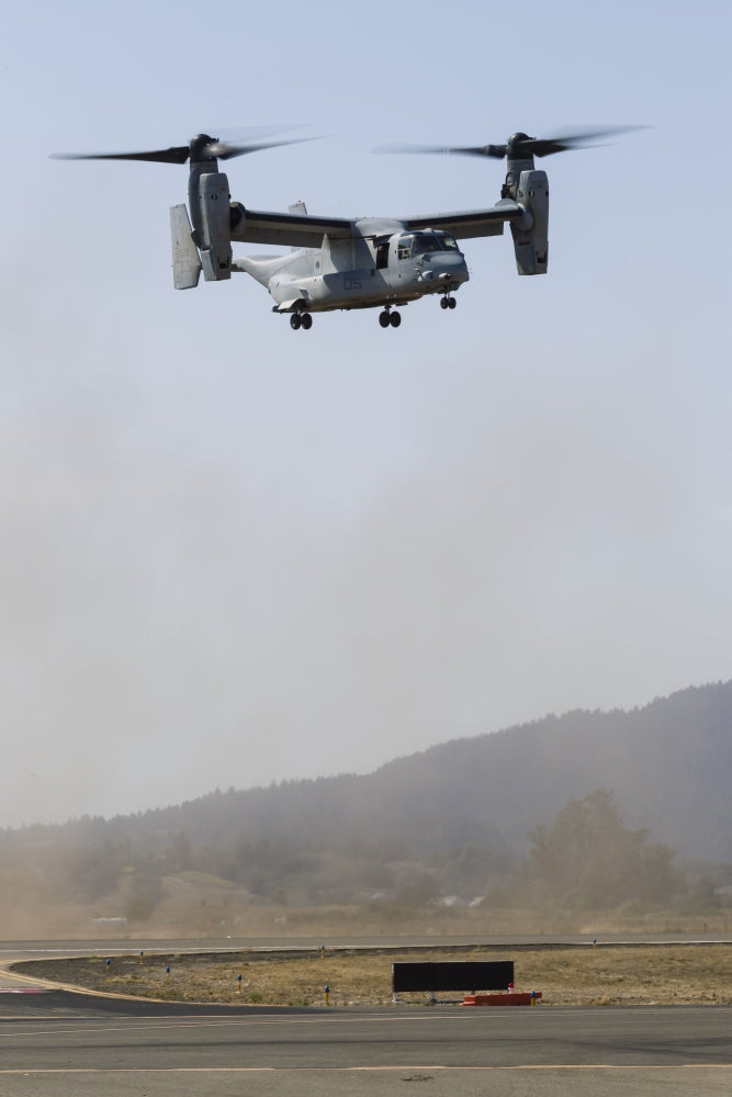 U.S. Marine Corps V-22 Osprey hovering over Santa Rosa, California poster print.