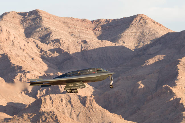 US Air Force B-2A Spirit preparing for landing poster print.