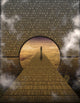 Surreal poster print of a man walking on a stone road to another world by Bruce Rolff