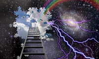 Ladder to Hole in Night Sky Reveals Day Time Skies Poster Print by Bruce Rolff