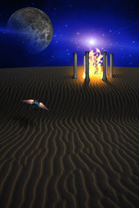 Winged Soup Can Flies Through Fantastic Landscape Poster Print by Bruce Rolff