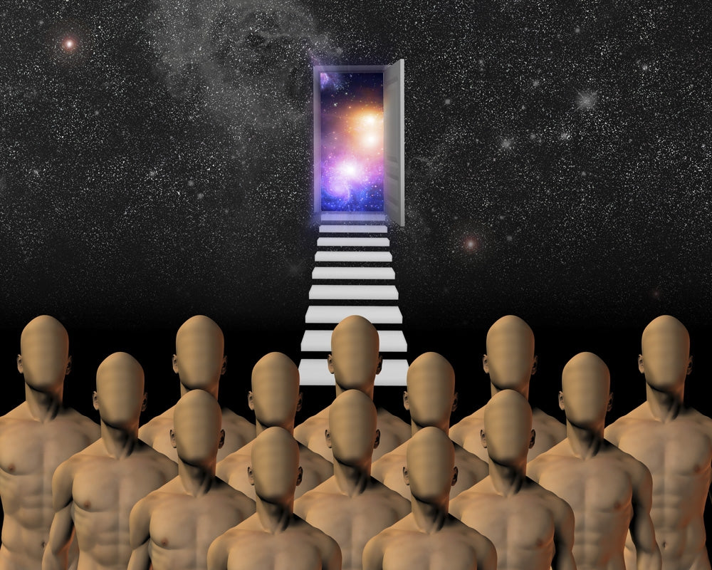 Robot Figures with Open Door Poster Print by Bruce Rolff