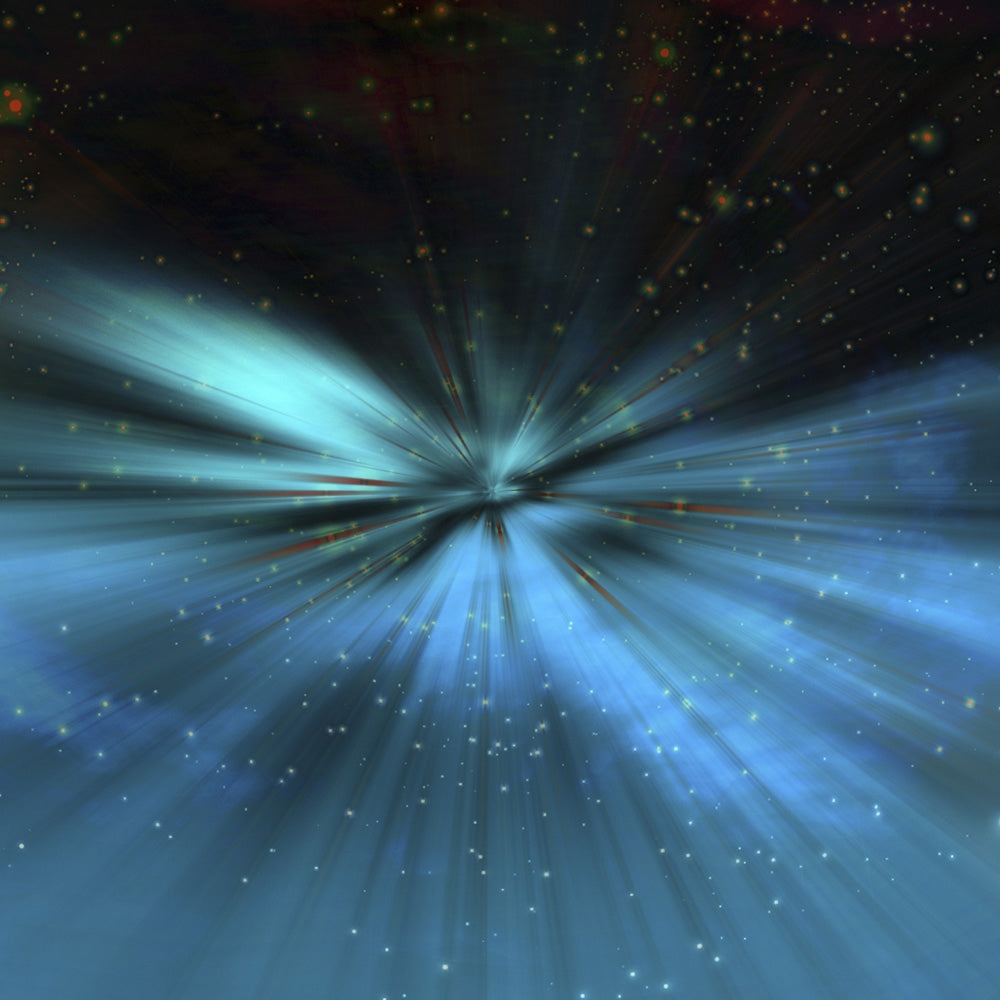Exploding Blue Light Poster Print by Bruce Rolff showcasing vibrant colors and scientific beauty.