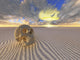 Human skull and nuclear explosion in desert poster print by Bruce Rolff.