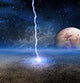 Energy Discharge on Alien Moon Poster Print by Bruce Rolff showcasing vibrant colors and cosmic energy.