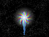 Man in Rainbow Light and Stars Poster Print by Bruce Rolff