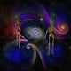 Surreal black hole and atom core artwork print by Bruce Rolff