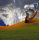 Large Hand and Earth Sculpture Landscape Poster Print by Bruce Rolff