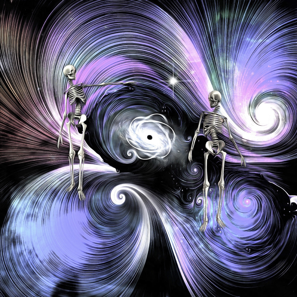 Black Hole or Atom Core with Skeletons Poster Print by Bruce Rolff