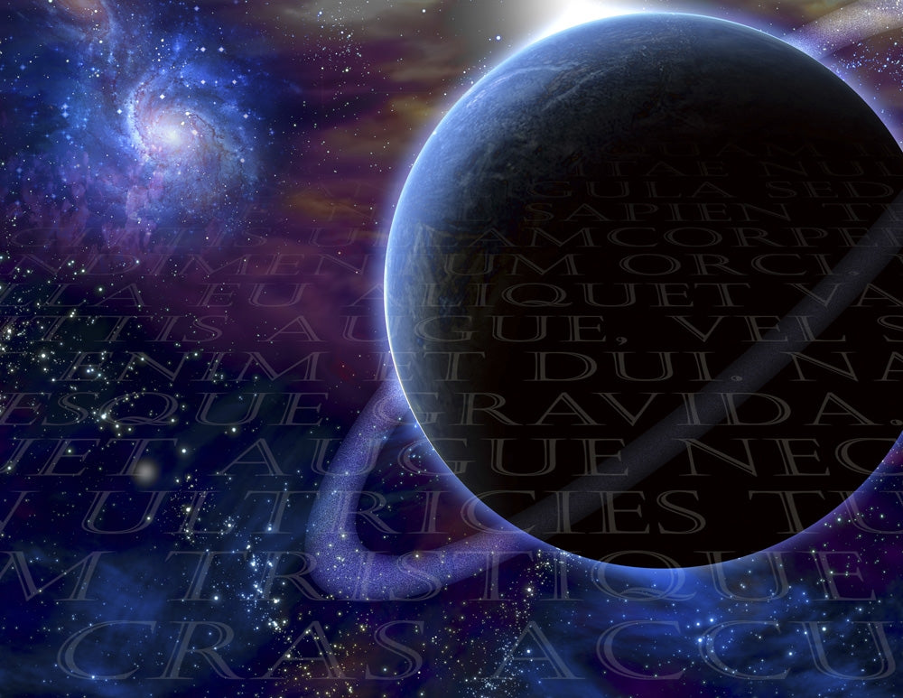 Planet and Cosmos Poster Print featuring celestial bodies and Latin text