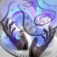 Manipulation of Time Poster Print by Bruce Rolff showcasing human hands and abstract time concept.