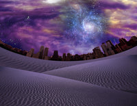 Desert City Poster Print featuring a purple sky and galaxy by Bruce Rolff.