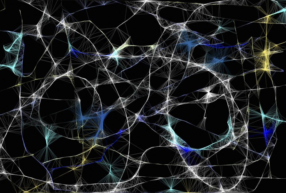 Weblike structure poster print symbolizing time and space.