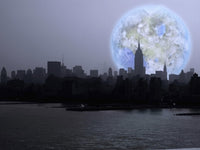 New York City Terraformed Luna Rise 3D rendering poster print.