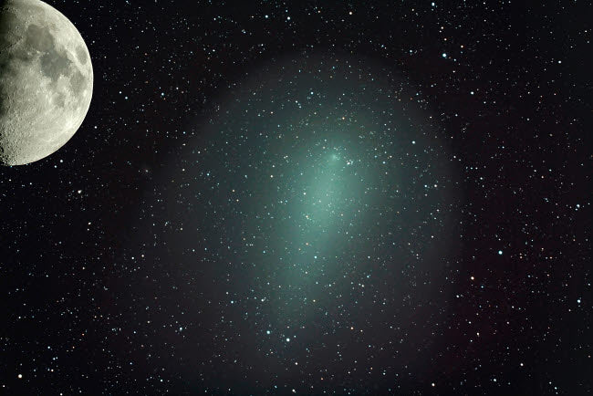 Size of Comet Holmes compared to the Moon Poster Print by Rolf Geissinger