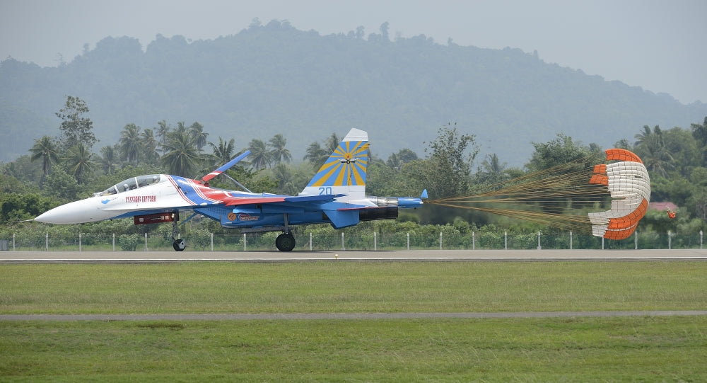 Sukhoi Su-27 Flanker landing poster print - Russian Knights aerobatic team