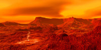 Panorama of a Landscape on Venus poster print by Ron Miller, featuring vibrant colors and surreal landscapes.