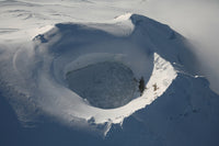 Aerial view of frozen lake in Mount Douglas Volcano, Alaskan Peninsula