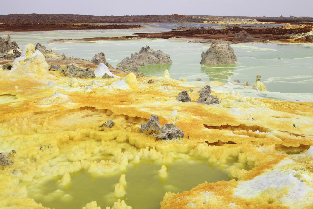 Dallol geothermal area poster print showcasing potassium salt deposits in Ethiopia.