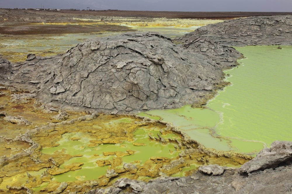 Dallol geothermal area potassium salt deposits poster print showcasing stunning natural formations.