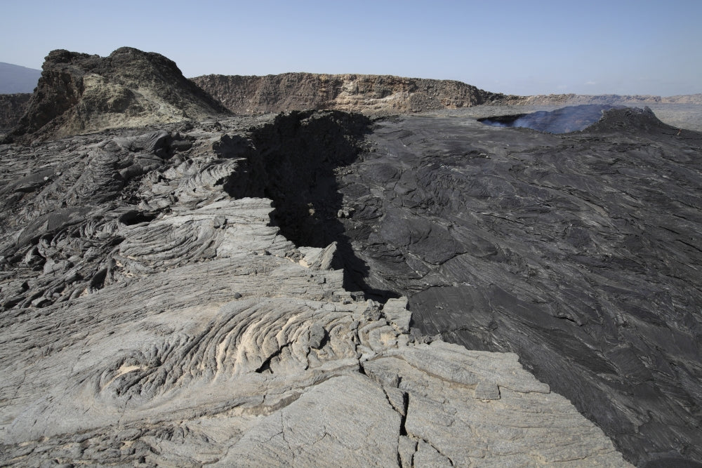 Erta Ale volcano poster print showing basaltic lava flows and inactive hornito, January 30, 2011.