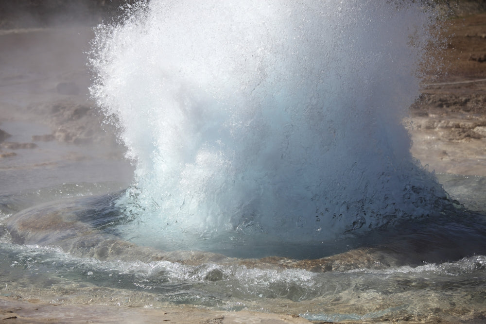 Bursting water bubble at Strokkur Geysir eruption in Iceland.