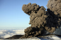 Aerial view of ash cloud erupting from Eyjafjallajokull Volcano, Iceland.