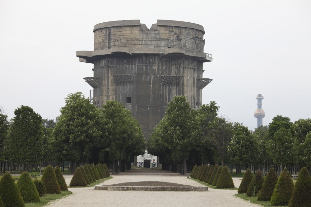 Remains of Anti-aircraft G-Tower, Flak Tower VII poster print from Vienna, Austria.