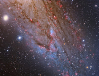 Close-up of the southwest spiral arm of Messier 31 poster print showcasing cosmic details.