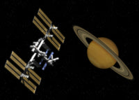 International Space Station Transit Near Saturn Poster Print